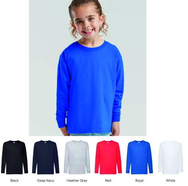 Fruit of the Loom SS21B Kid's Long Sleeve Value Weight Tee Shirt