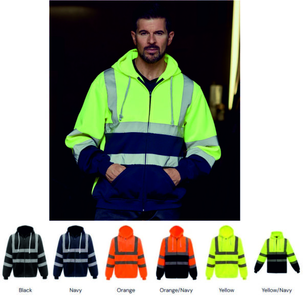 Yoko YK032 Hi Vis Zip Hoodie