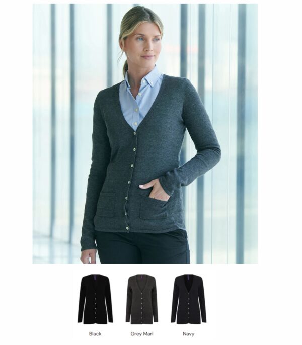 Henbury H723  Ladies V Neck Cardigan