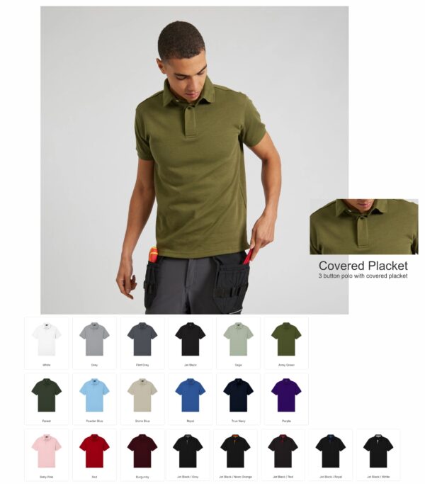 Cotton Ridge CR07 Prostar Covered Placket Polo Shirt