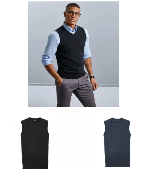 Russells 716M Sleeveless V Neck Sweater