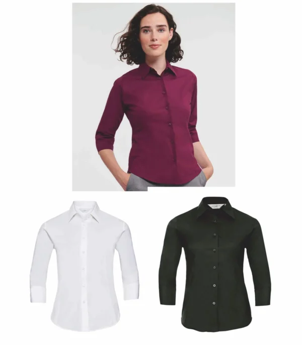 Russell Collection 946F Ladies 3/4 Sleeve Easy Care Fitted Shirt