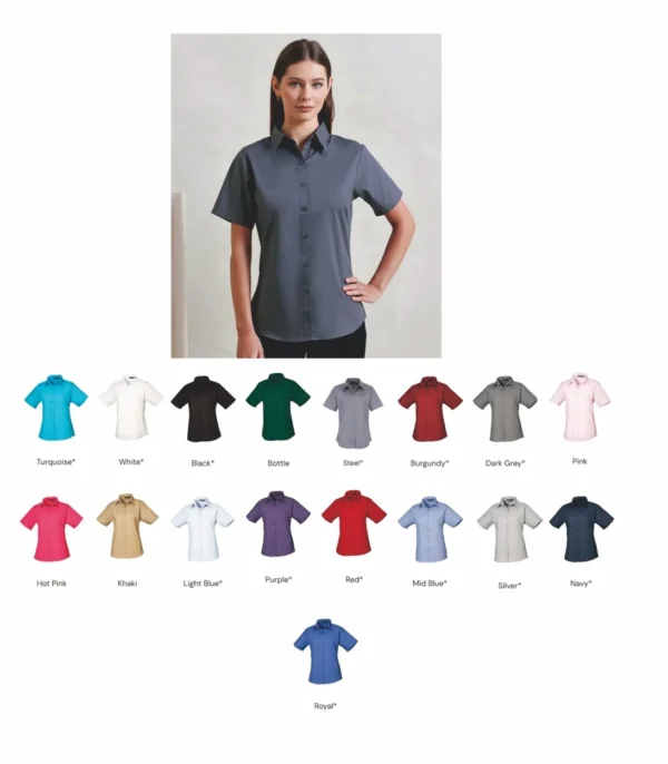Premier PR302 Workwear Poplin Short Sleeve Blouse