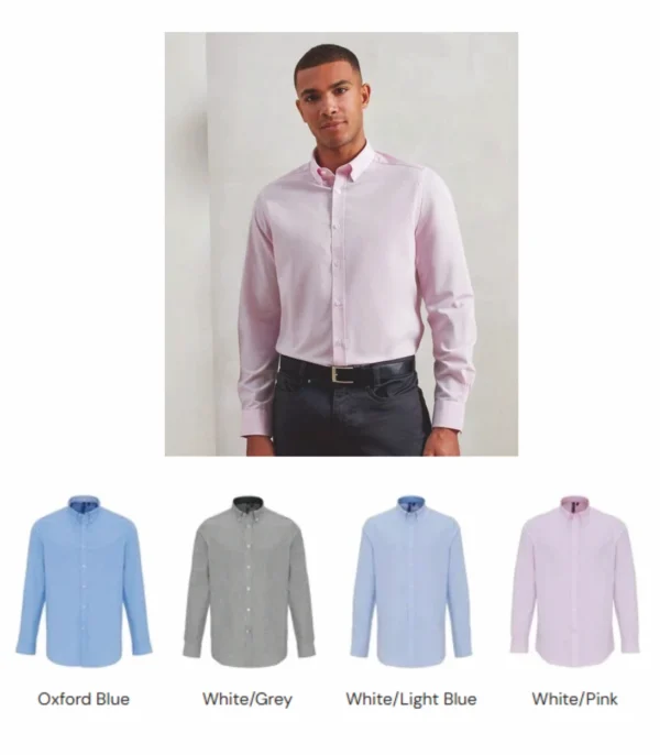 Premier PR238 Long Sleeve Striped Oxford Shirt