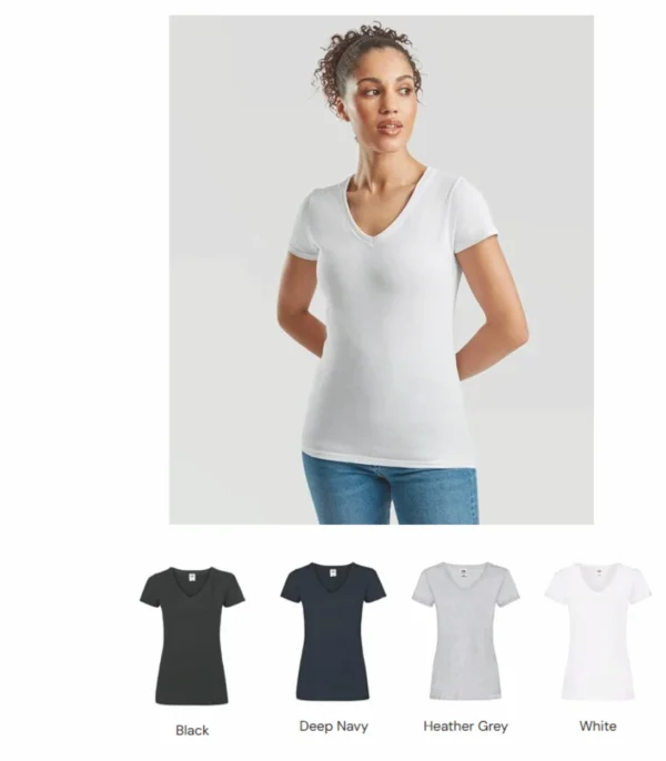 Fruit of the Loom SS702 Ladies Value Weight Vee Neck Tee